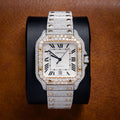 Cartier Santos SS/18KY Custom Diamond Watch